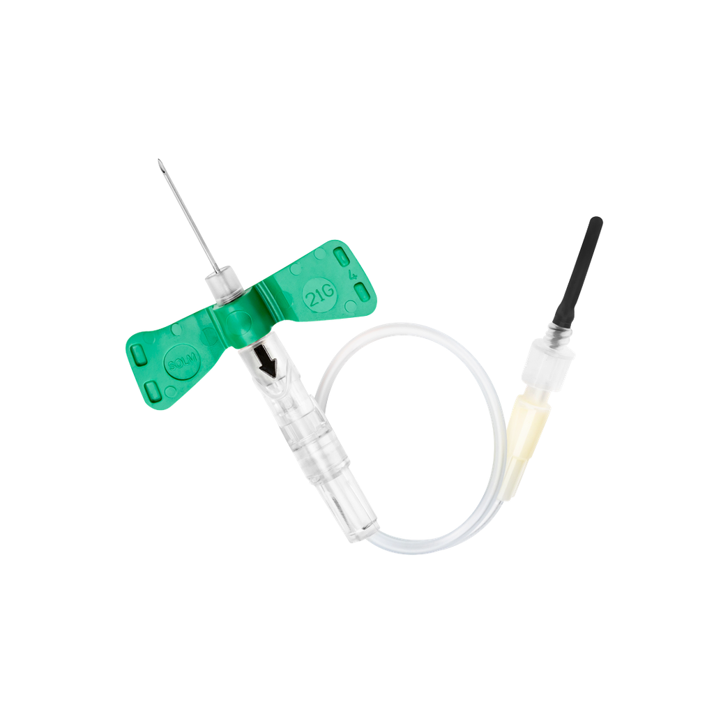 Vacumed ® Tech safety pull-button blood collection sets with butterfly needles, 21g x ¾, 178 mm