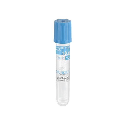 Vacumed® double wall with sodium citrate 3,2%, 1.8 ml of blood for coagulation 