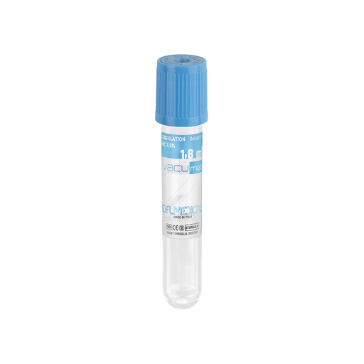 Vacumed® double wall with sodium citrate 3,8%, 1.8 ml of blood for coagulation