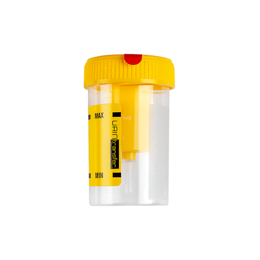 [25024] Urine container with paper label with aspiration system for vacuum tubes (60ml), produced in cleanroom ISO 8, in bulk